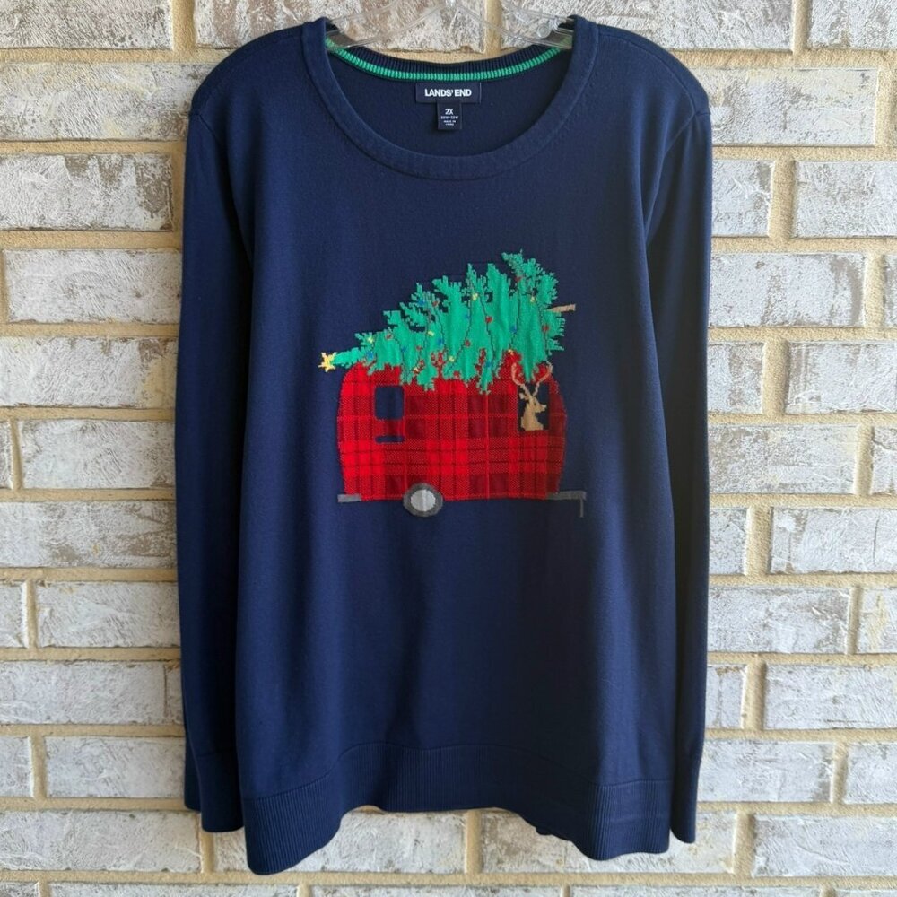 Lands' End Long Sleeve Crew Neck Christmas pullover Sweater  Women's Size 2X.